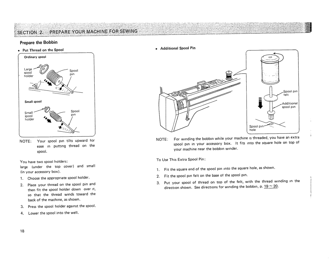 Kenmore 19501 manual Prepare the Bobbin, Put Thread on the Spool, Fits 
