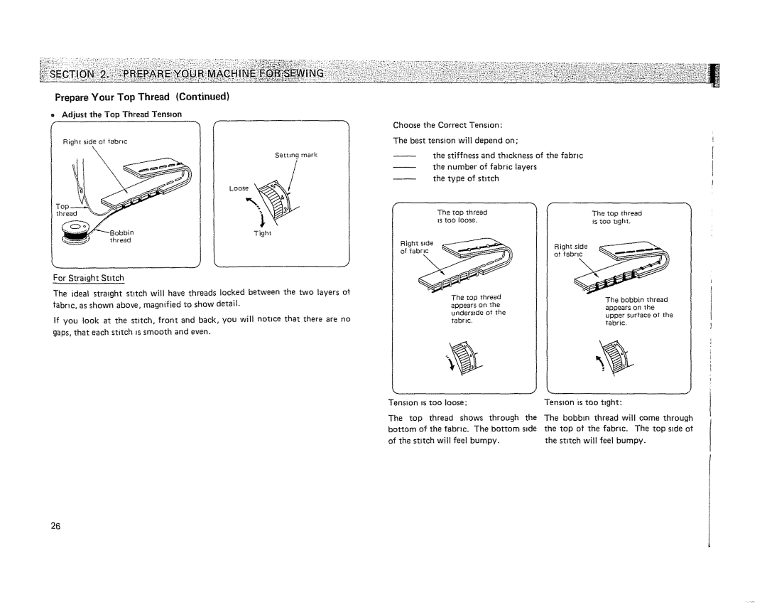 Kenmore 19501 manual = Adjust the Top Thread Tension, Loos% 