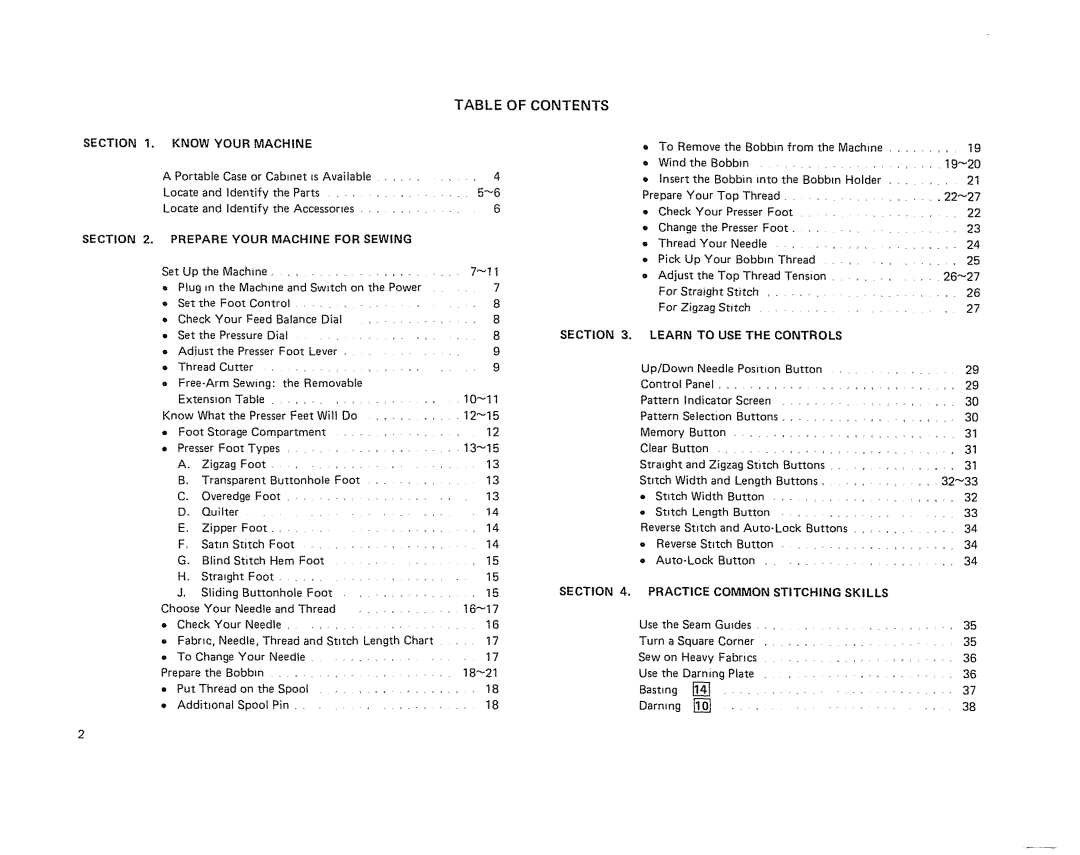 Kenmore 19501 manual Table of Contents 