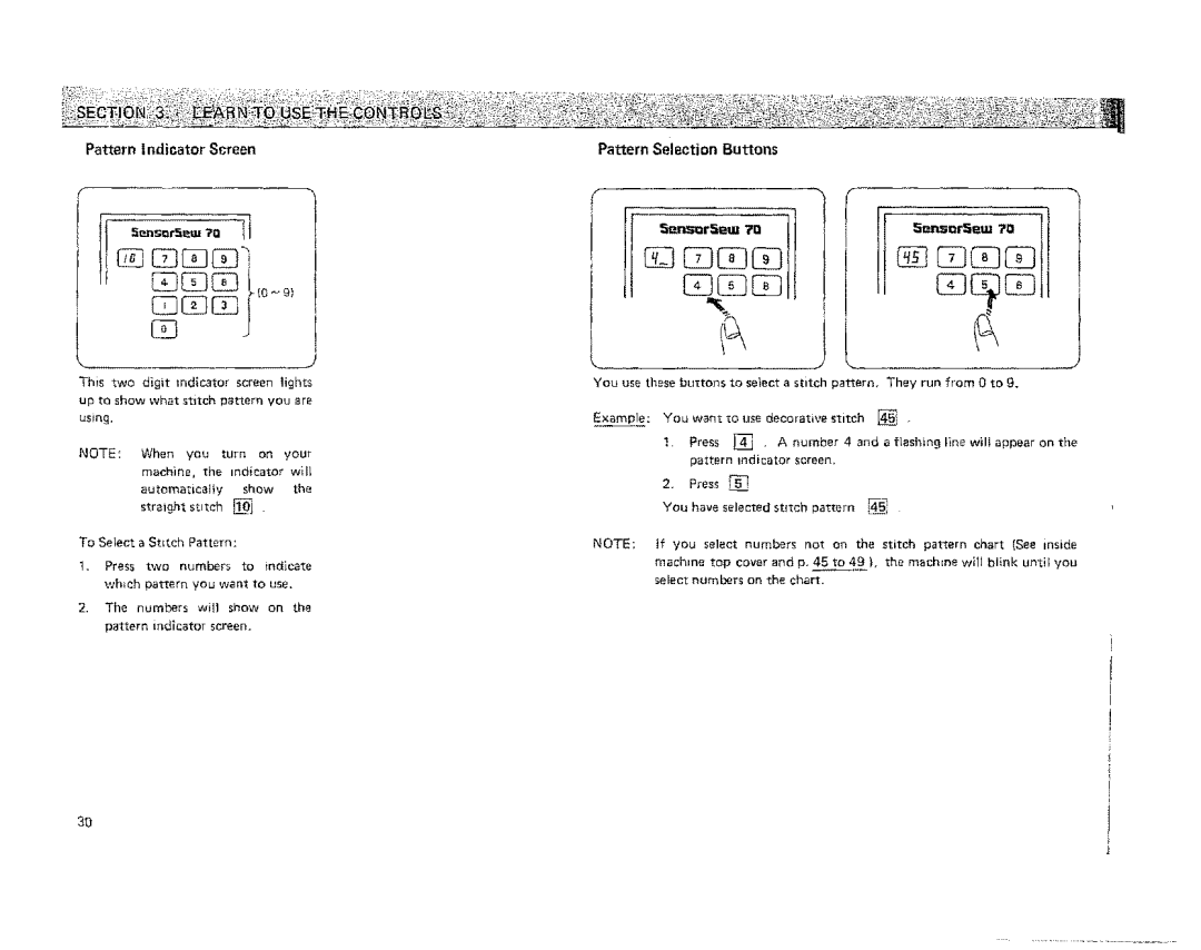 Kenmore 19501 manual Pattern indicator Screen, Pattern Selection Buttons 