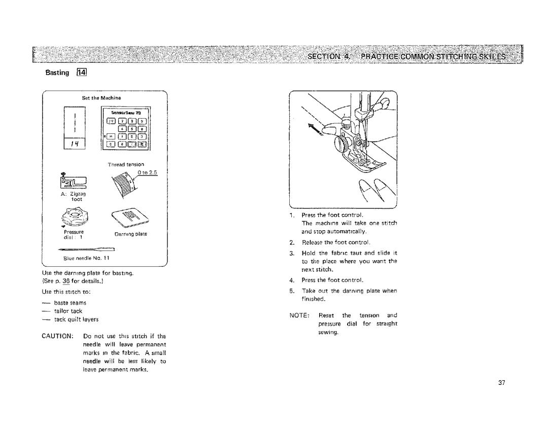 Kenmore 19501 manual Basting 