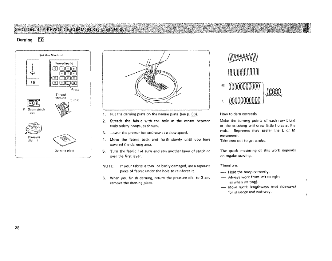 Kenmore 19501 manual How to darn correctly, Put 