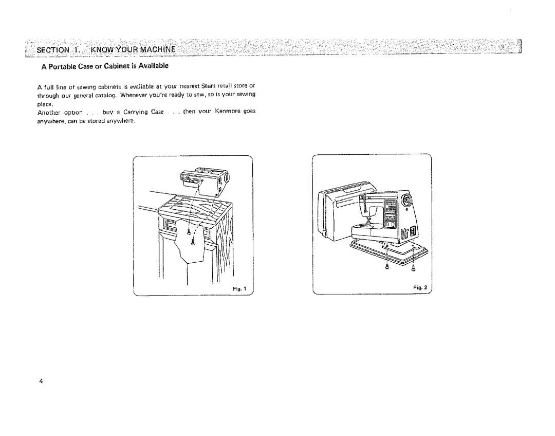 Kenmore 19501 manual Portable Case or Cabinet is Availabie 