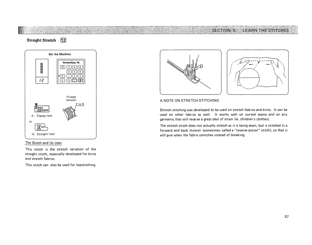 Kenmore 19501 manual Qq /I, Straight Stretch 