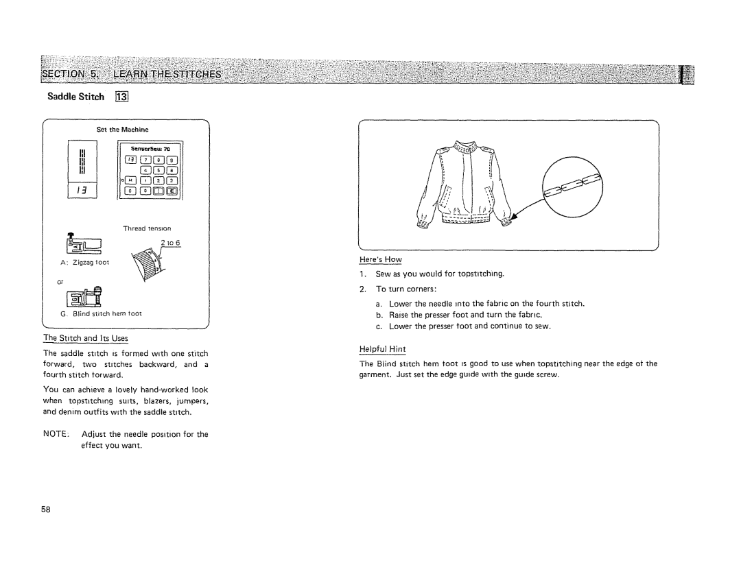 Kenmore 19501 manual Saddle Stitch, HeresHow 