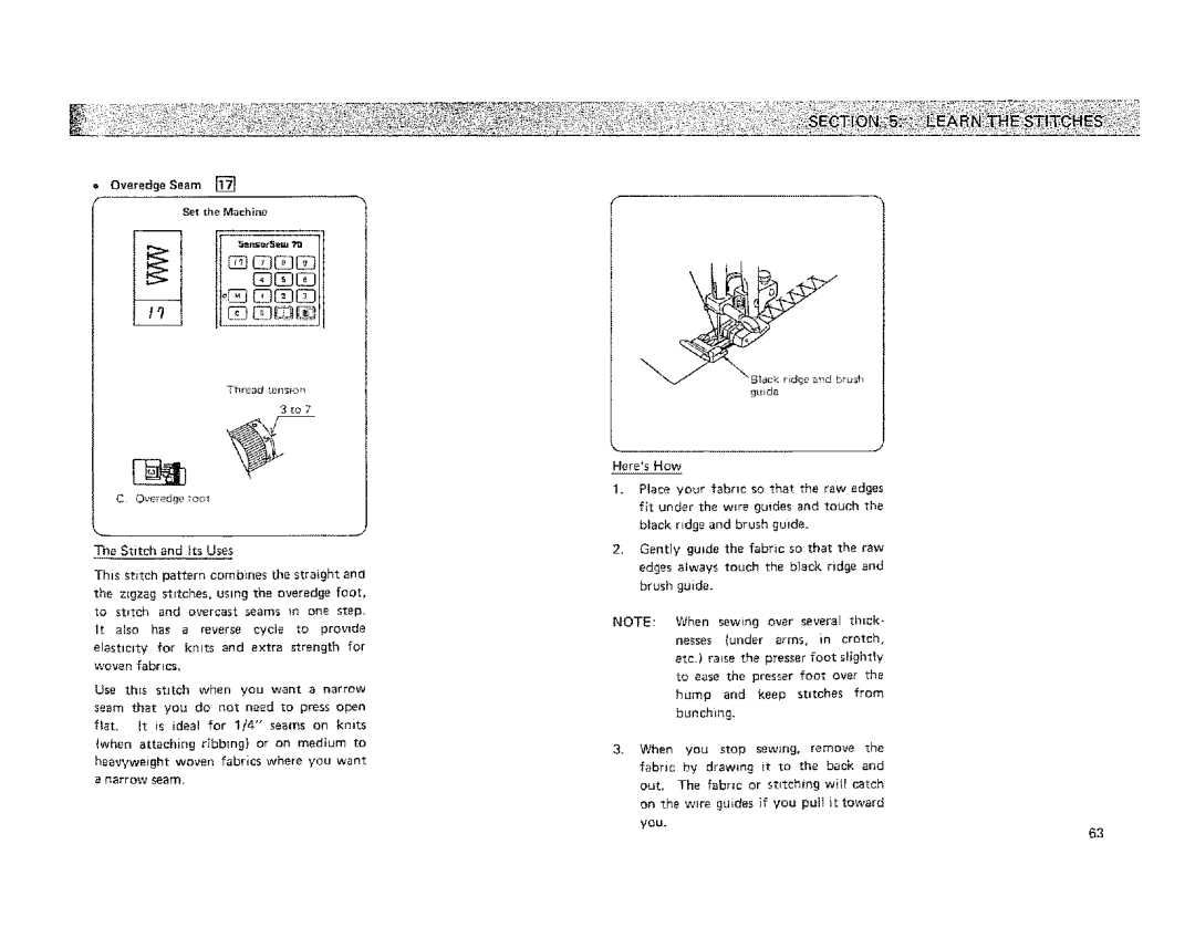 Kenmore 19501 manual = 0veredge Seam Set the Machine 