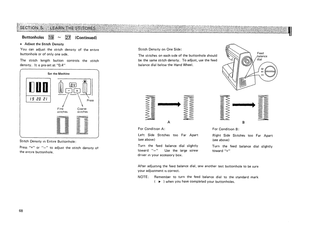 Kenmore 19501 manual For Condition, Right Side Stitches too Far, Turn Feed balance Dial Slightly, Toward 