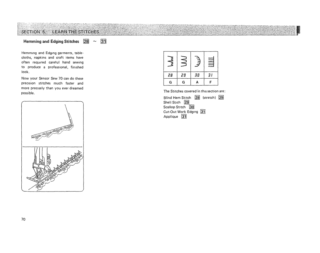 Kenmore 19501 manual Hemming and Edging Stitches 