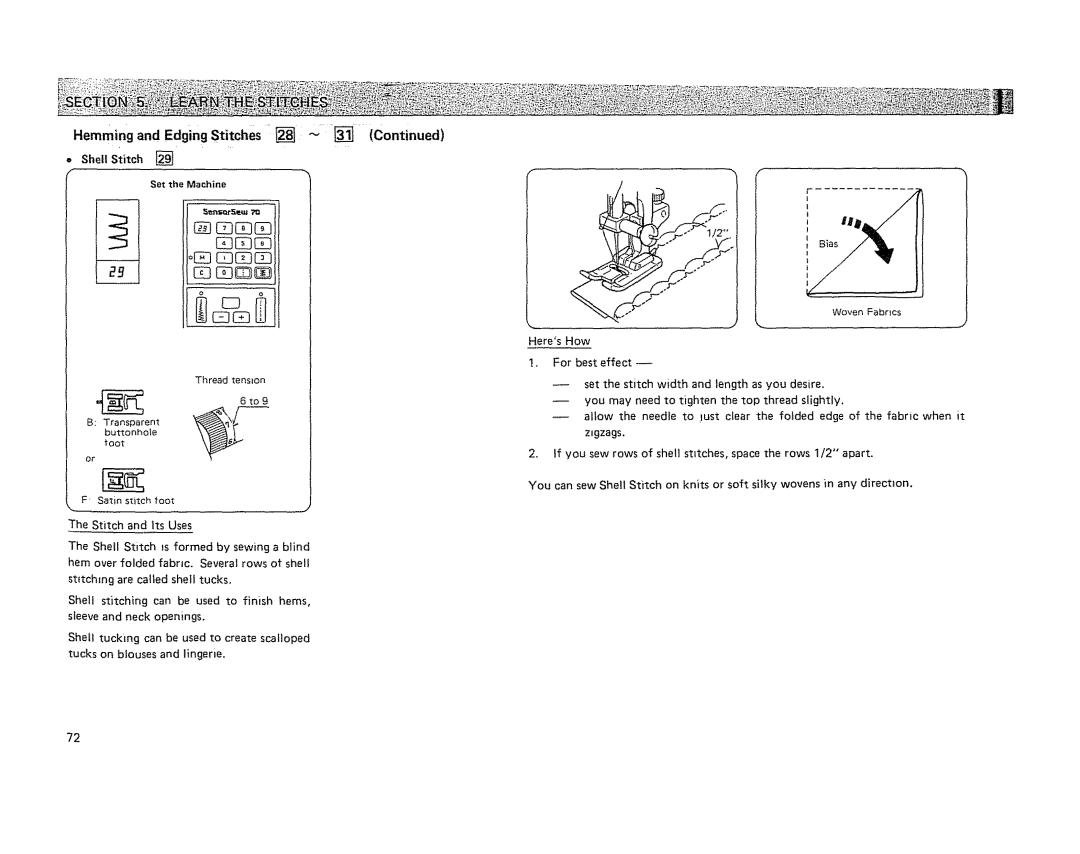 Kenmore 19501 manual Shell Stitch, For best effect 