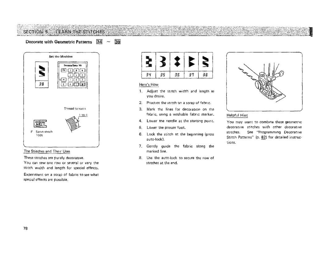 Kenmore 19501 manual Il DOtf, Decorate with Geometric Patterns 