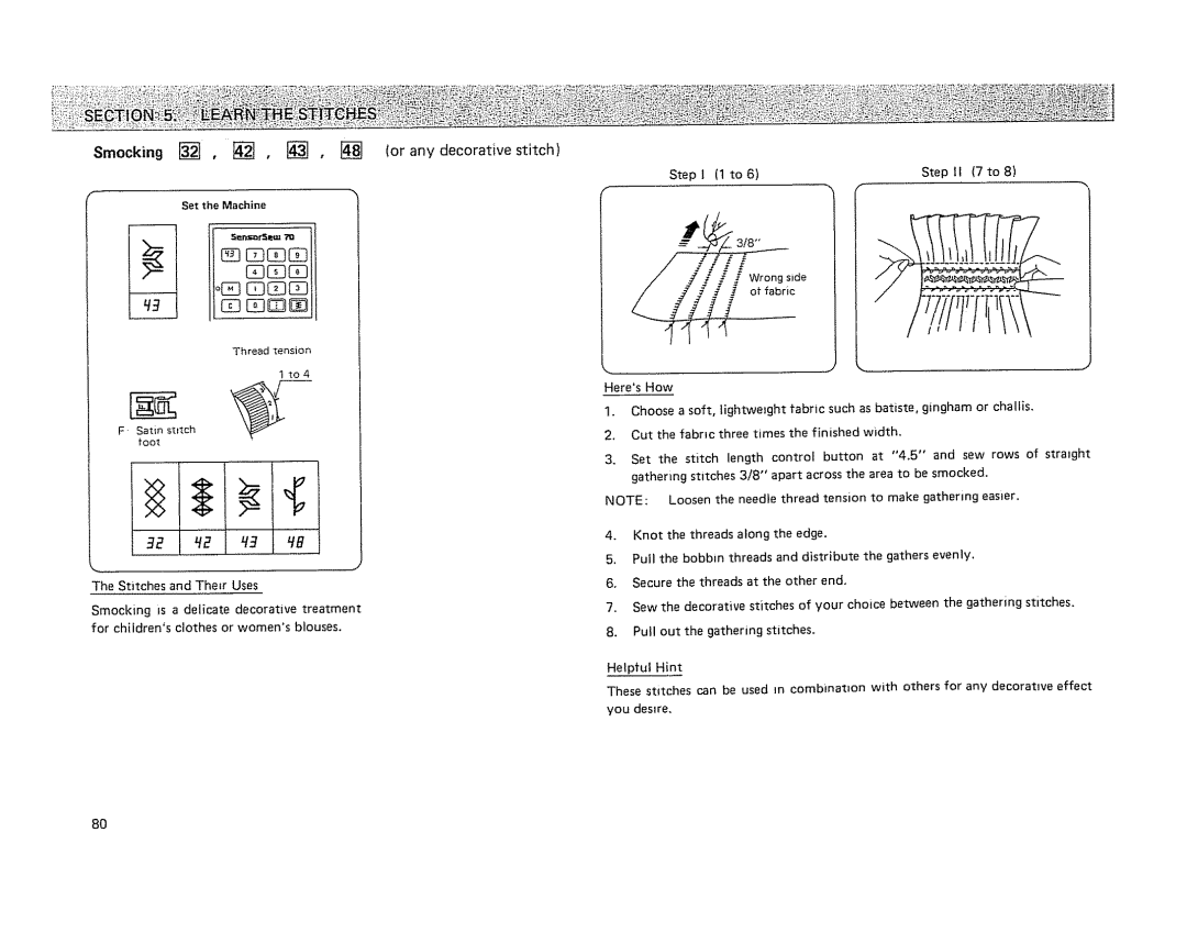 Kenmore 19501 manual Smocking, to6 