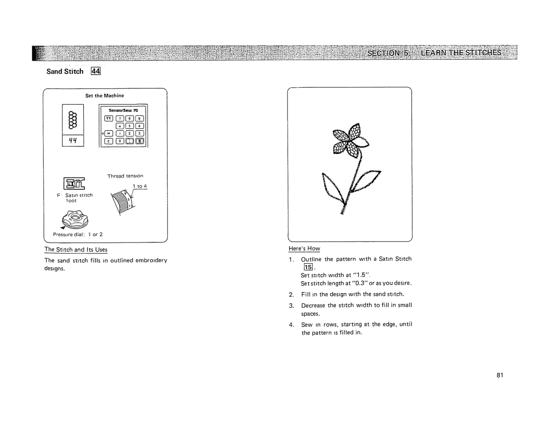 Kenmore 19501 manual Sand Stitch 