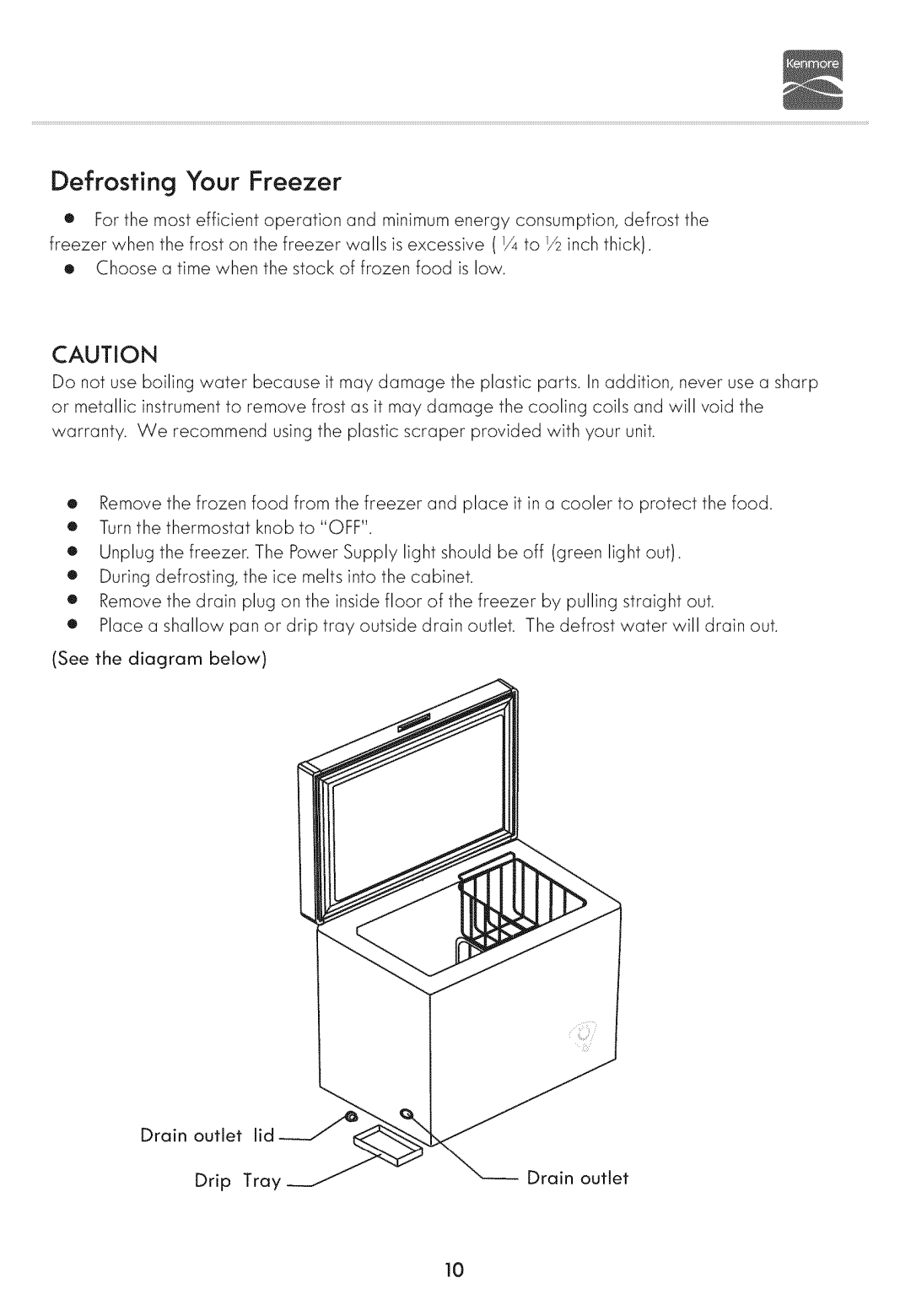 Kenmore 19702, 19502 manual Defrosting Your Freezer 