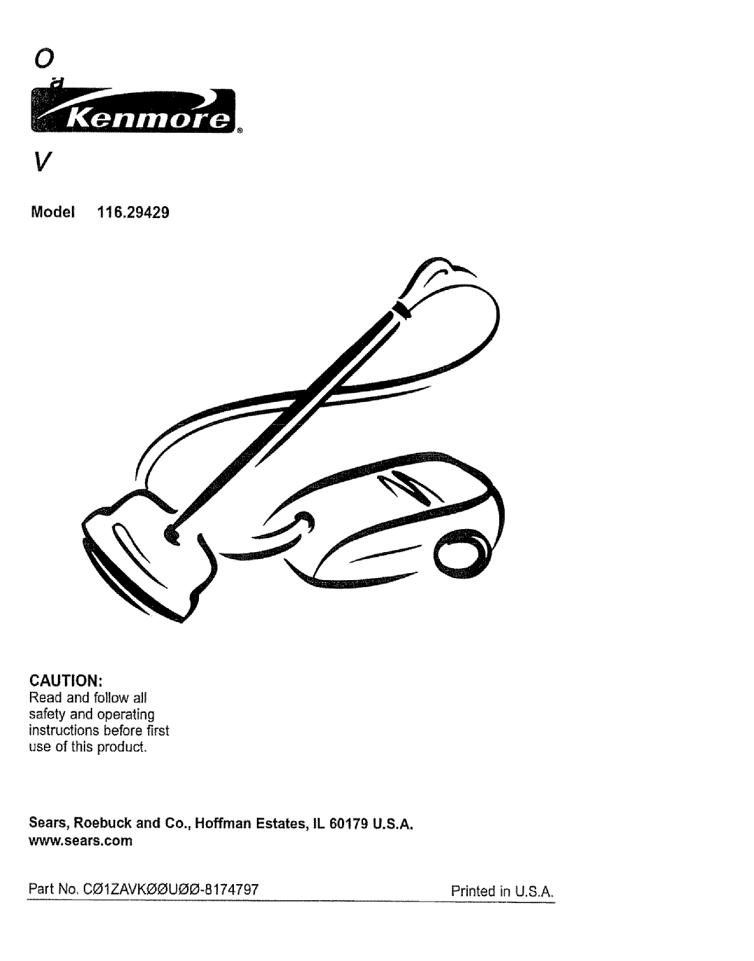 Kenmore 1T6.29429 manual Model 1t6.29429 