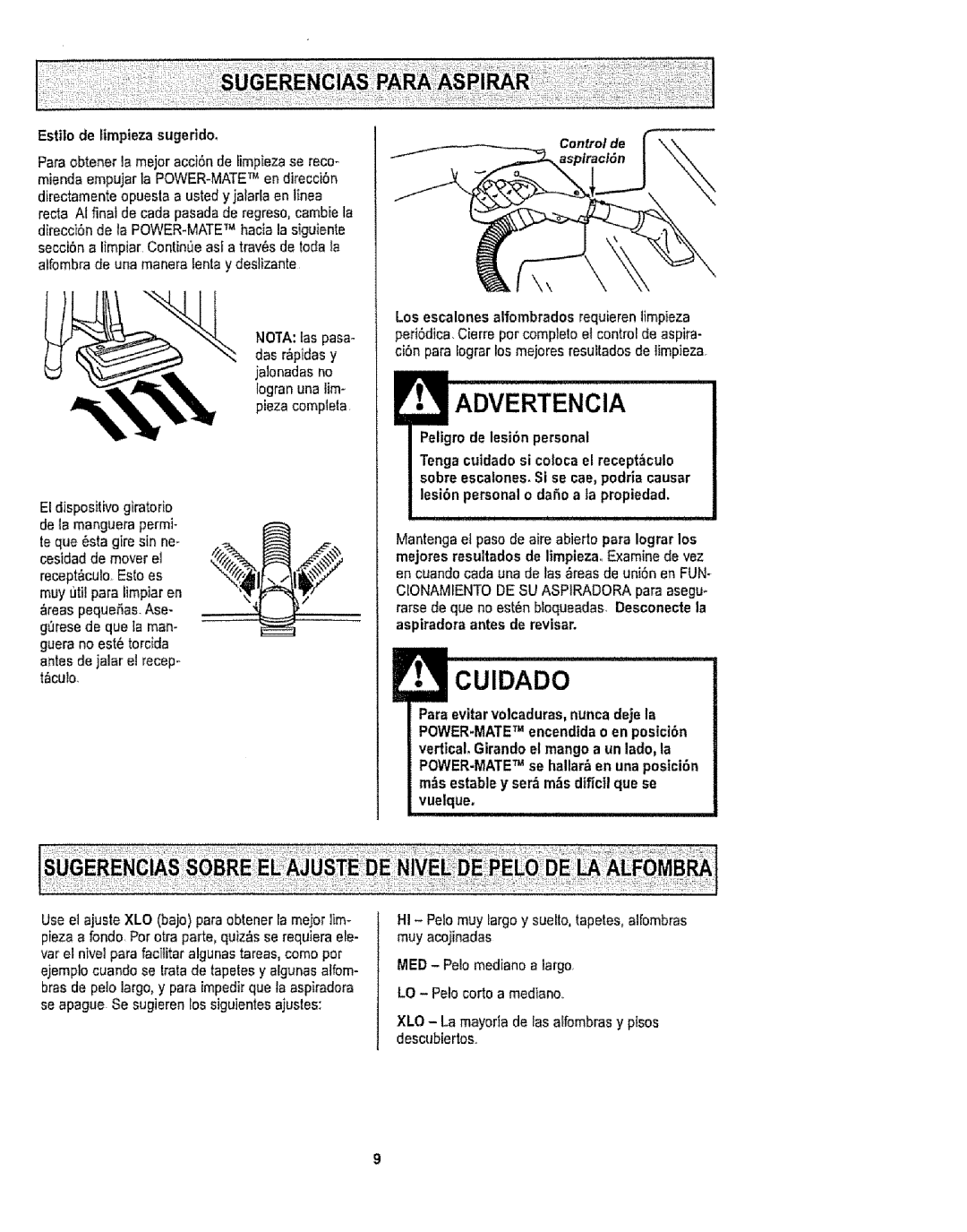 Kenmore 1T6.29429 manual Estio de limpieza sugerido, Te que 6sta gire sin ne- cesidad de moverel, Culo 