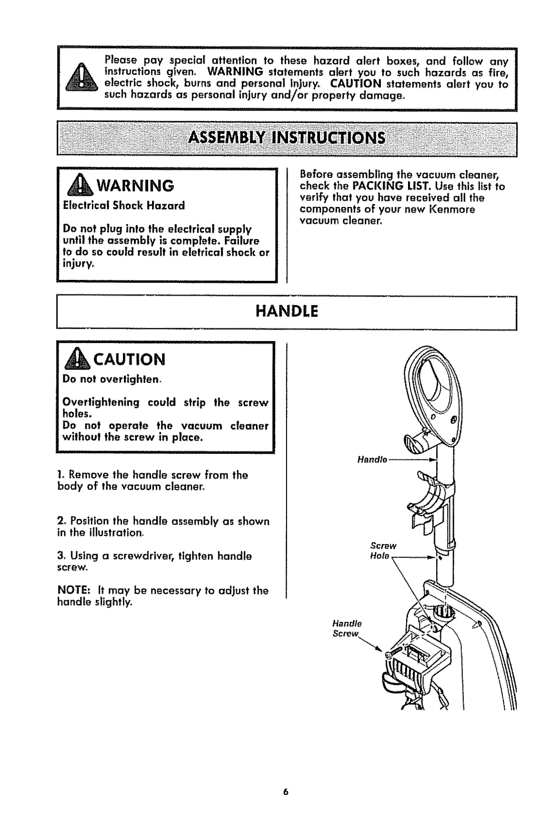 Kenmore 1T6.31100 manual Handle 