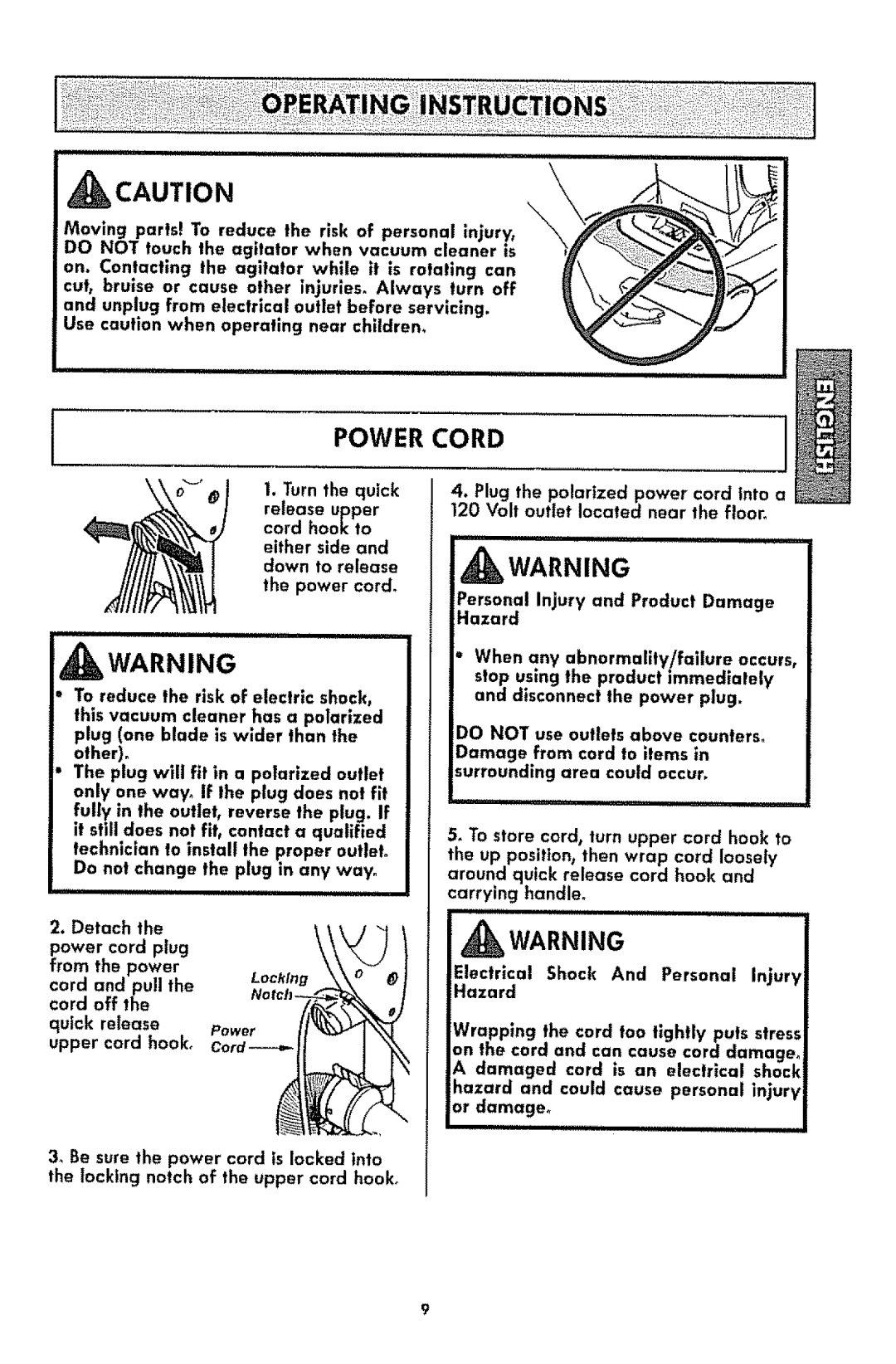 Kenmore 1T6.31100 manual Power Cord, Detach, Cord and pull the Lochfng cord off 