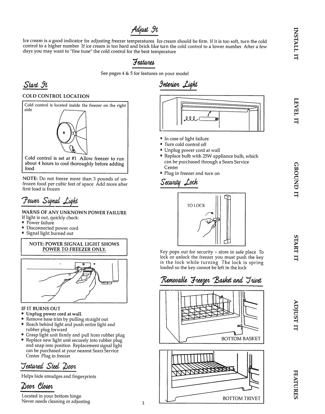 Kenmore 20938 owner manual Warns of ANY Unknown Power Failure, Power to Freezer only 