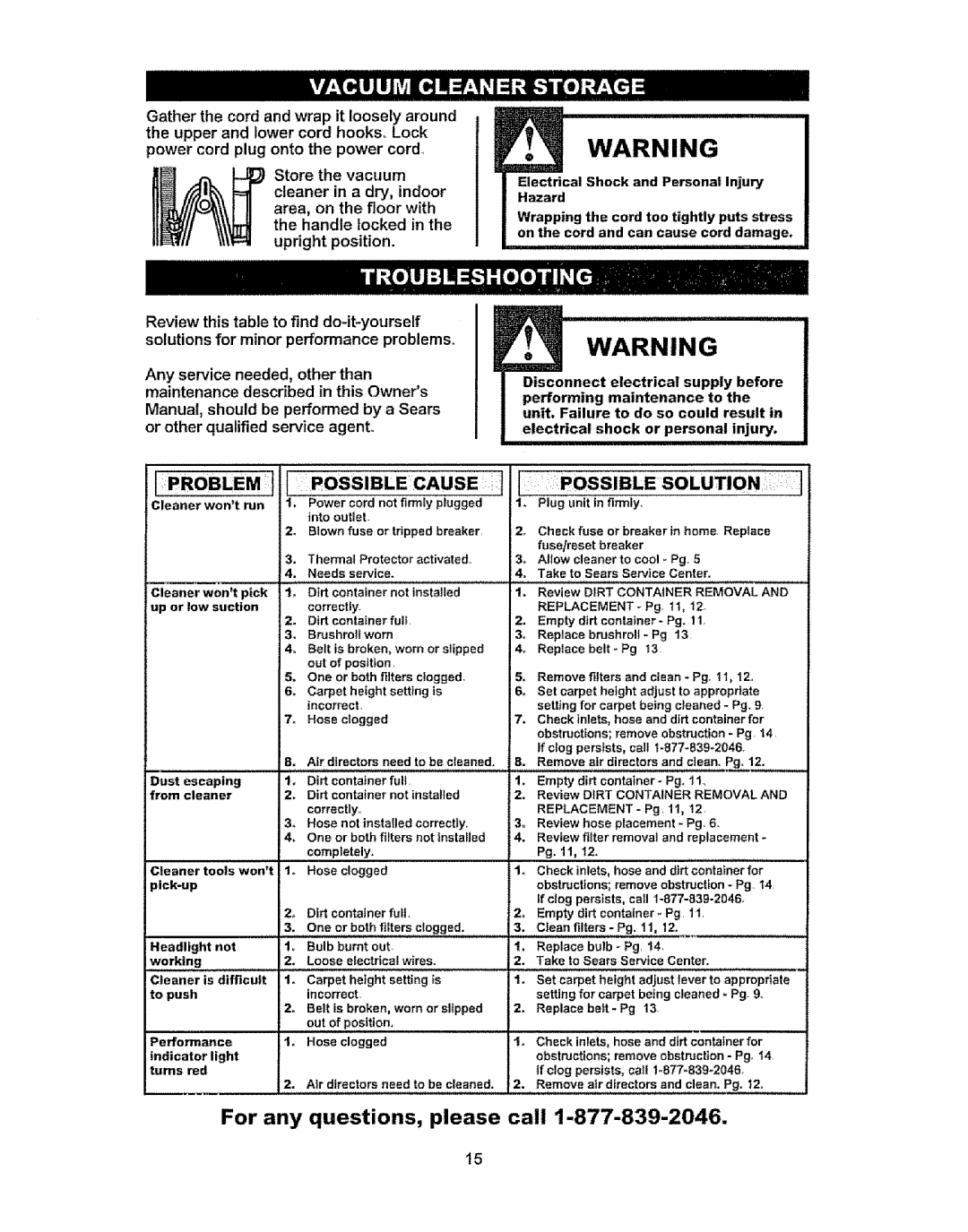 Kenmore 216.31703, 37035, 216.3703 owner manual For any questions, please call 