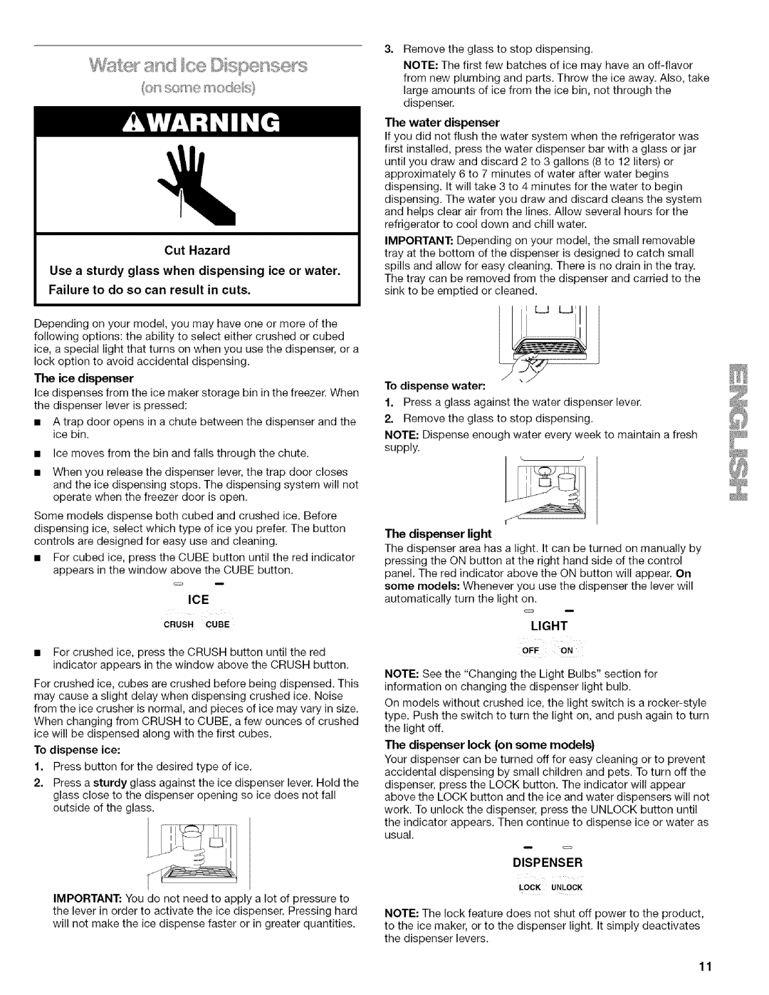 Kenmore 2205960 manual Ice 