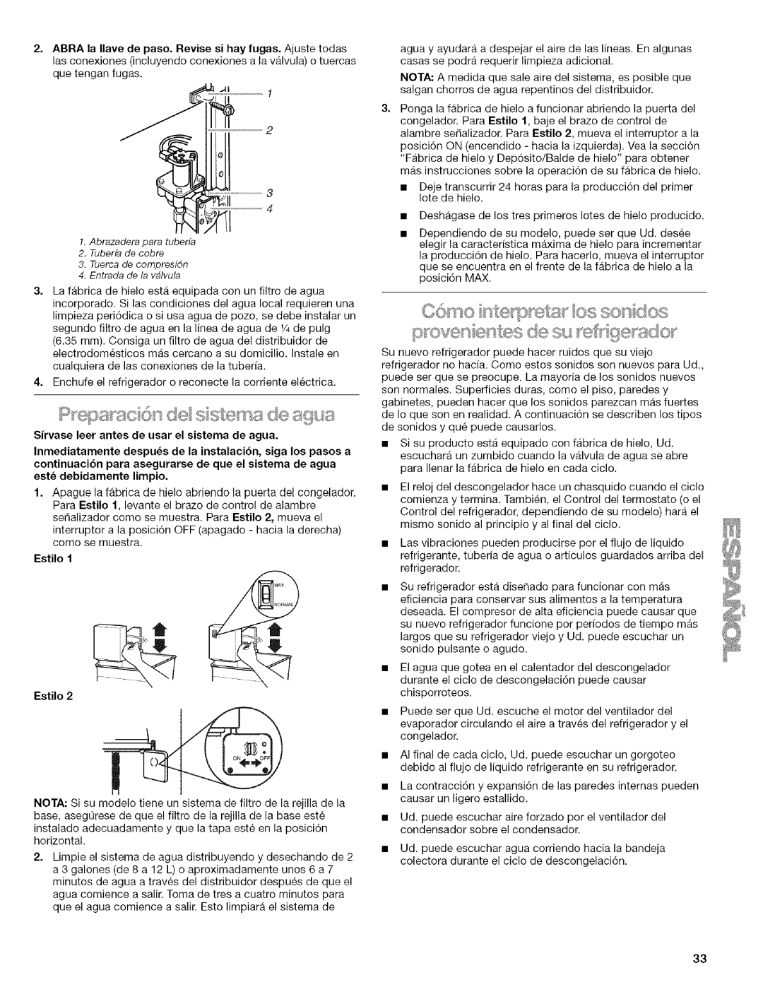 Kenmore 2205960 manual Estilo 