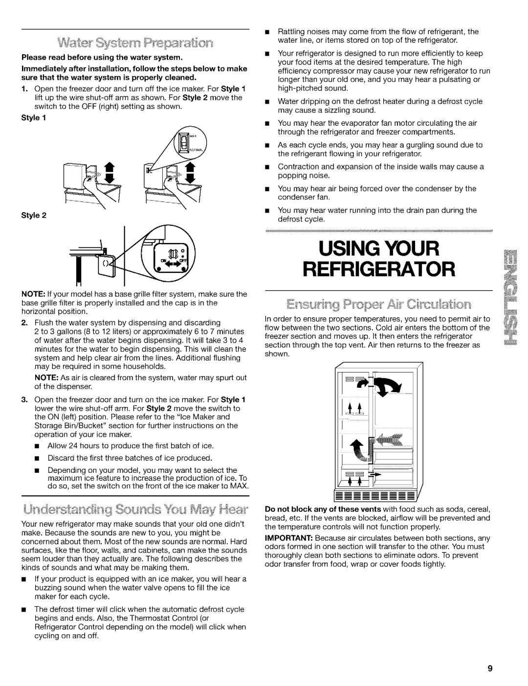 Kenmore 10650544001, 2211835, 10659069993, 10650552000, 10650559001 manual Using Your Refrigerator, Style 