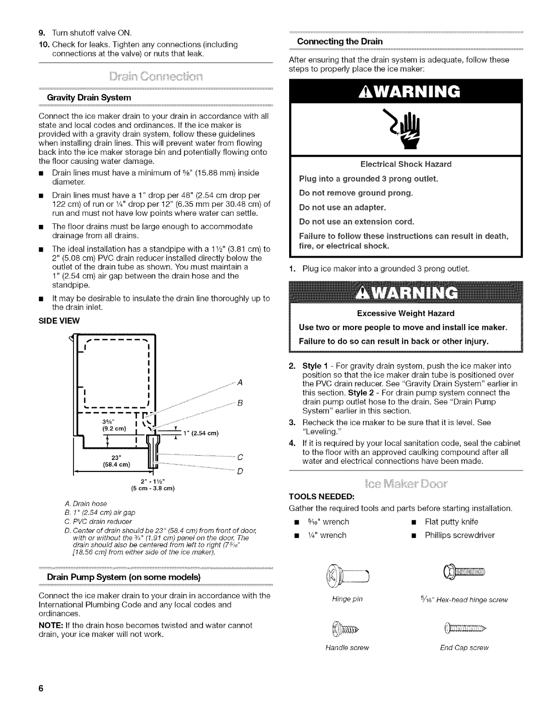 Kenmore 2217402A, 10689482996, 10689489997 manual Gravity Drain System, 2cm 1, Drain Pump System on some models 