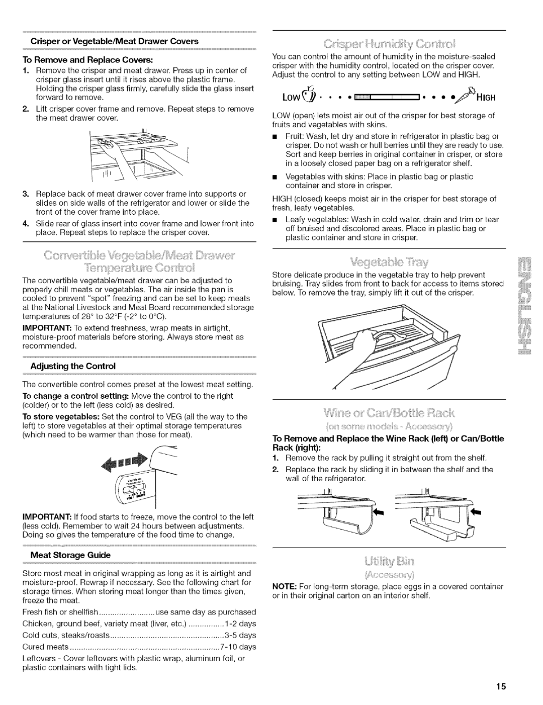 Kenmore 2305761A manual Adjusting the Control, Meat Storage Guide 