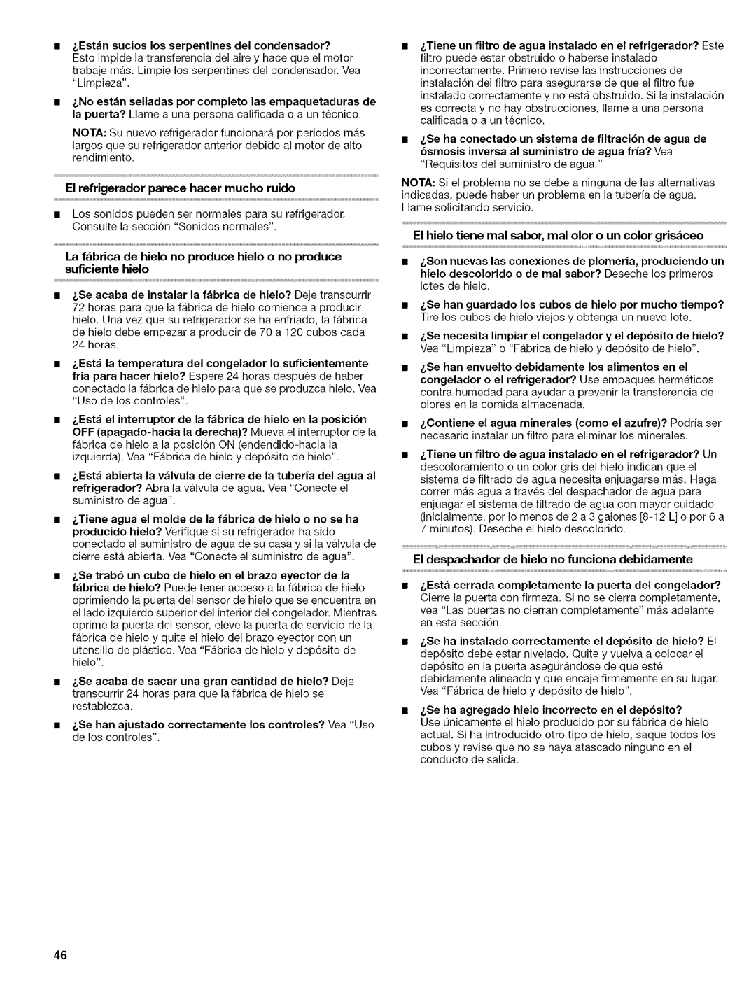 Kenmore 2305761A manual Estan sucios los serpentines del condensador?, El refrigerador parece hacer mucho ruido 