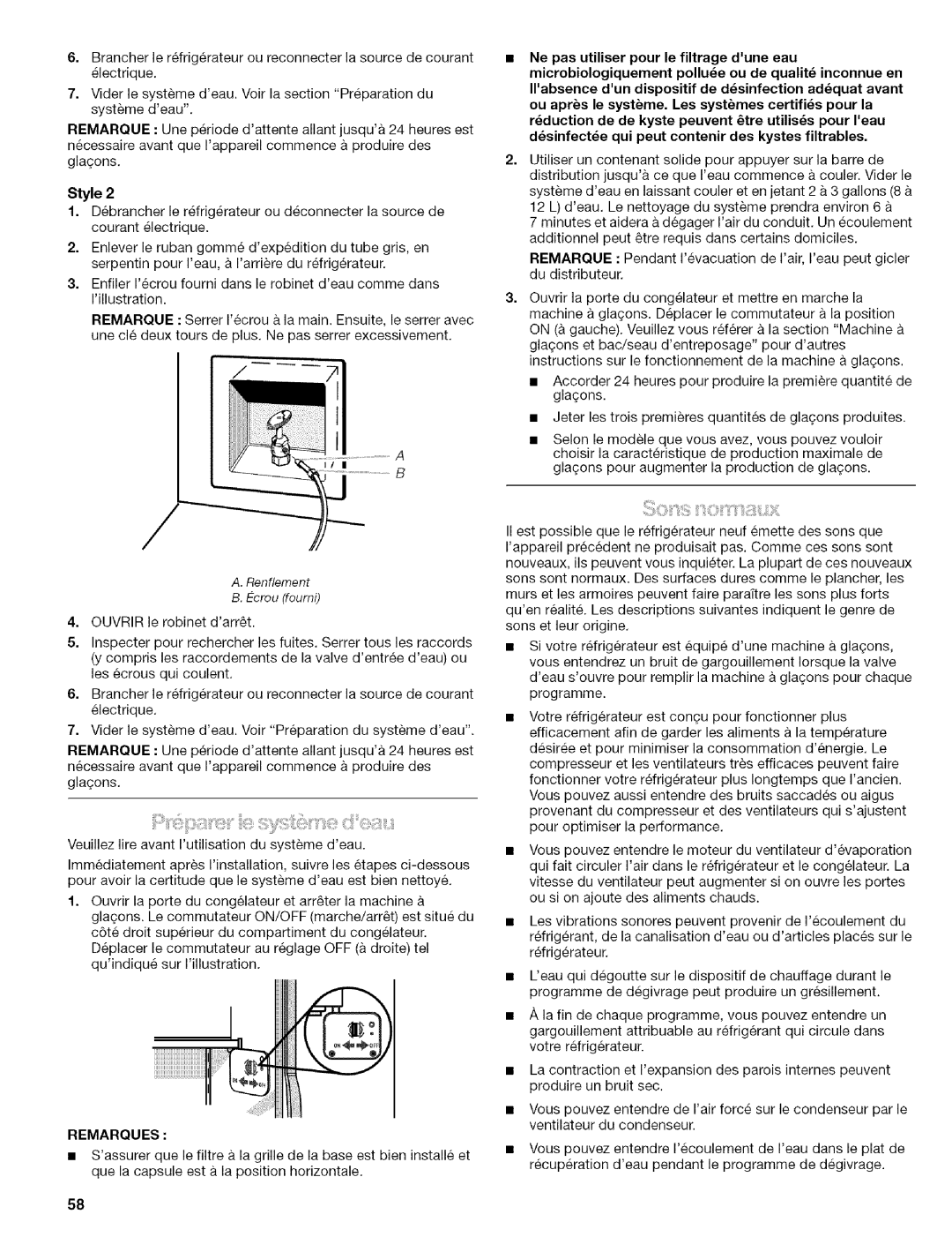 Kenmore 2305761A manual Style, Remarques 