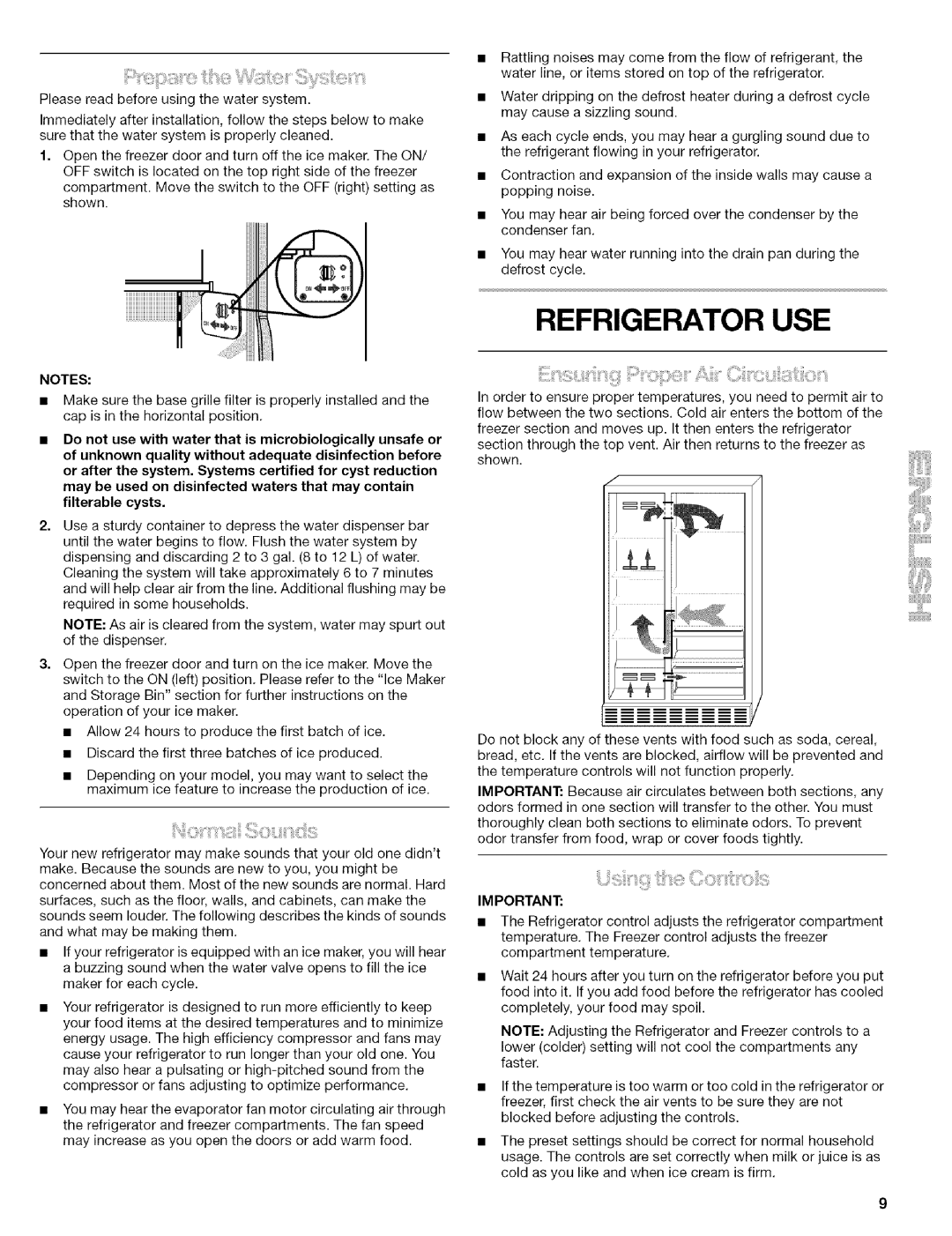 Kenmore 2305761A manual Refrigerator Use, Notes 