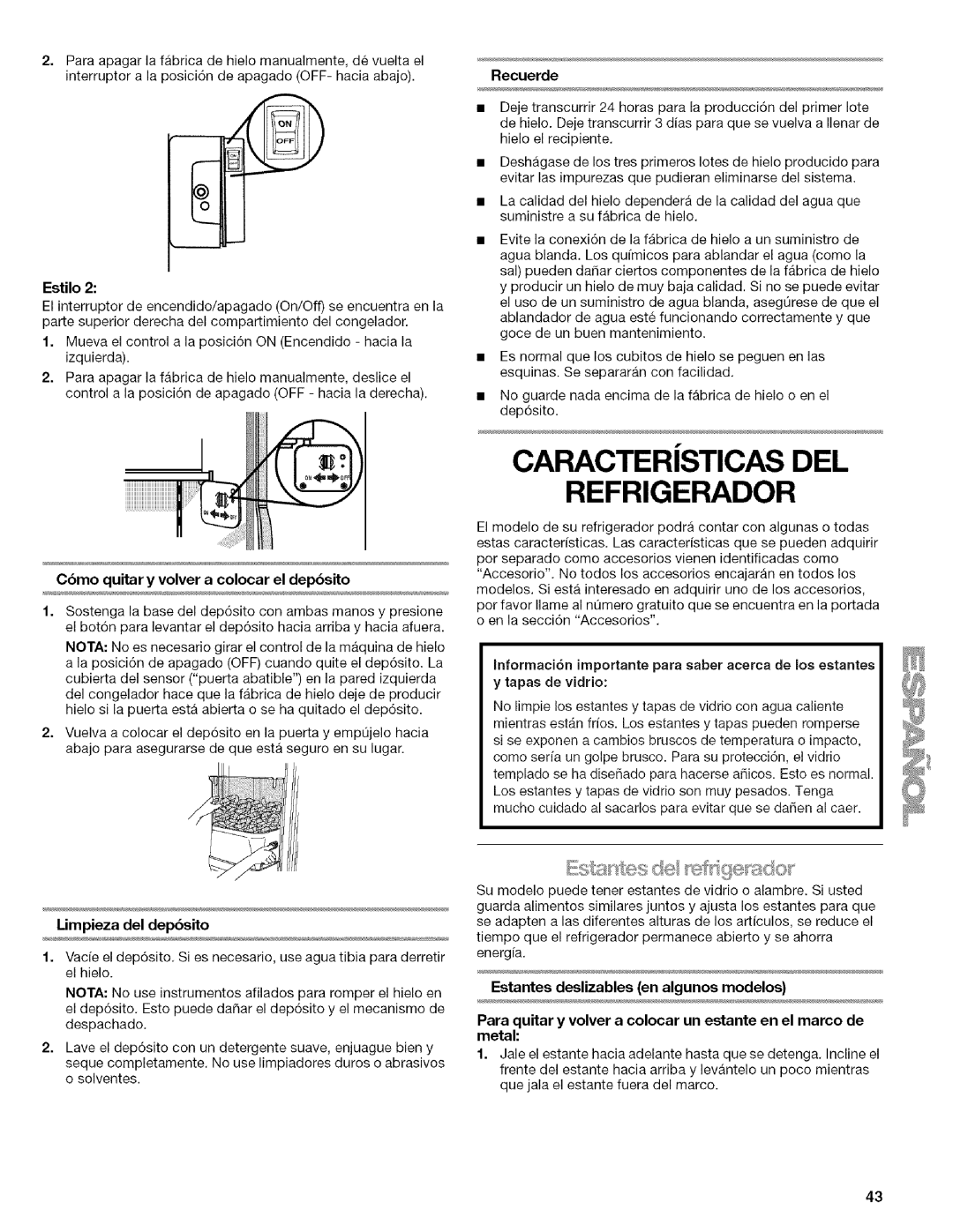 Kenmore 2318589 manual Cbmo quitar y volver a colocar el depbsito, Recuerde, Limpieza del depbsito 