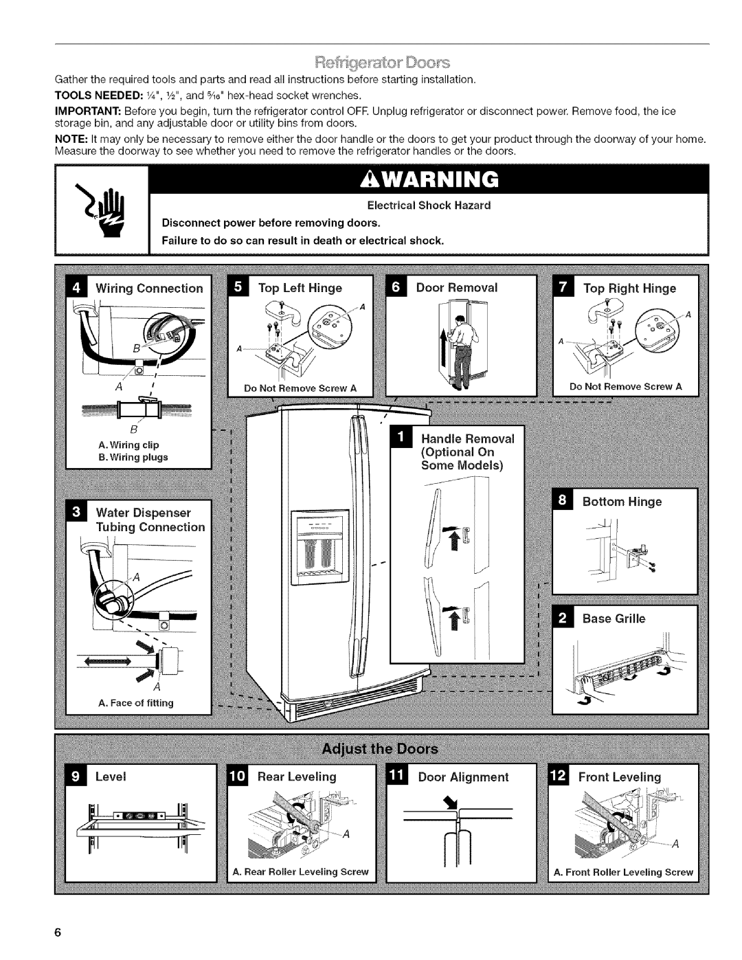 Kenmore 2318589 manual Storagebin,andanyadjustabledoororutilitybinsfromdoors, Door Removal, Dispenser, Tubing Connection 