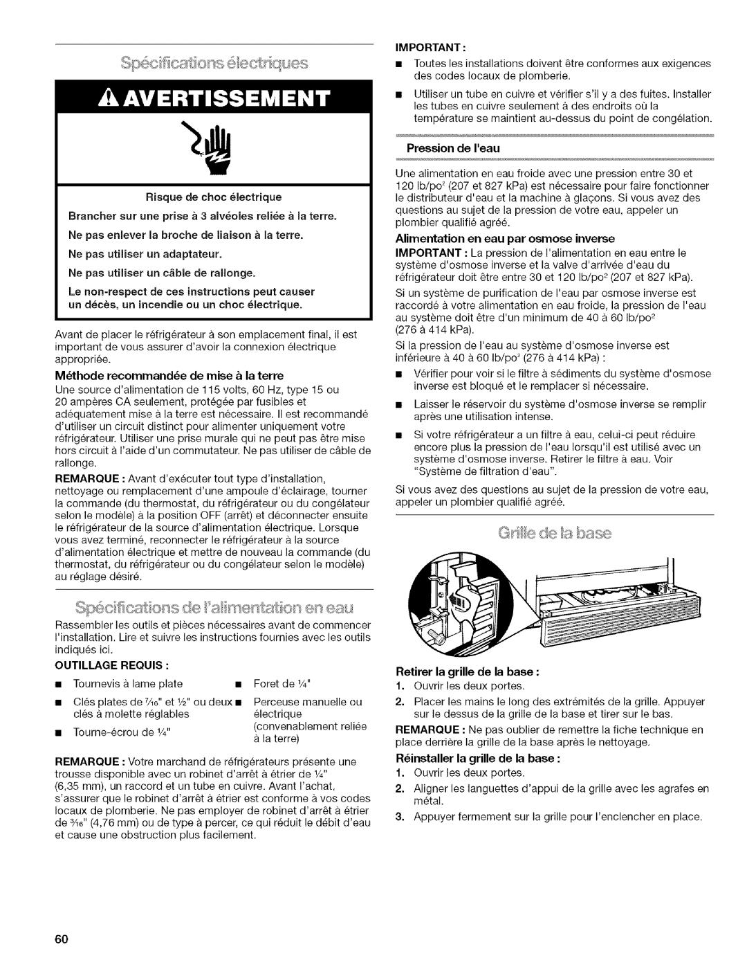 Kenmore 2318589 manual Pression de Ieau 