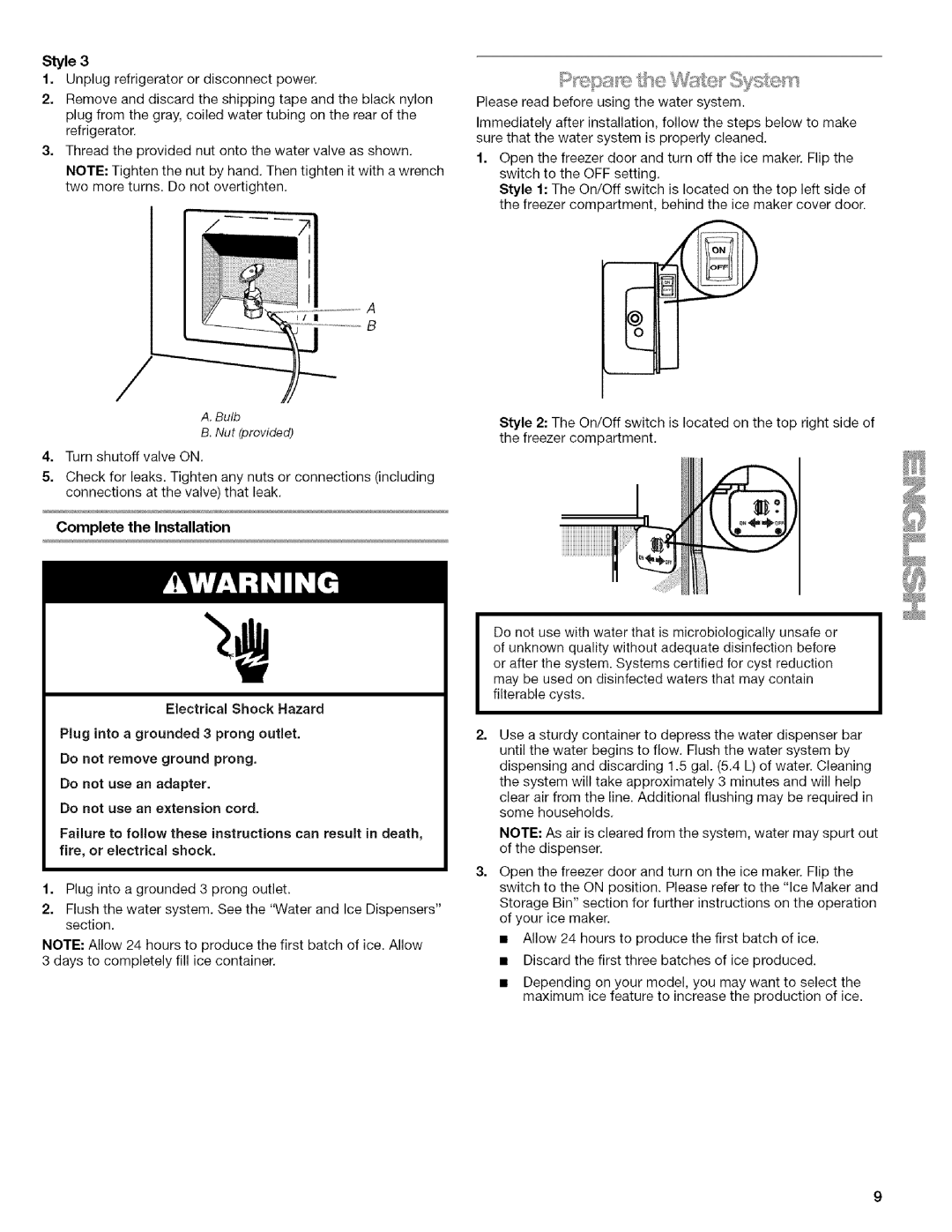 Kenmore 2318589 manual Style, Bulb Nut provided 