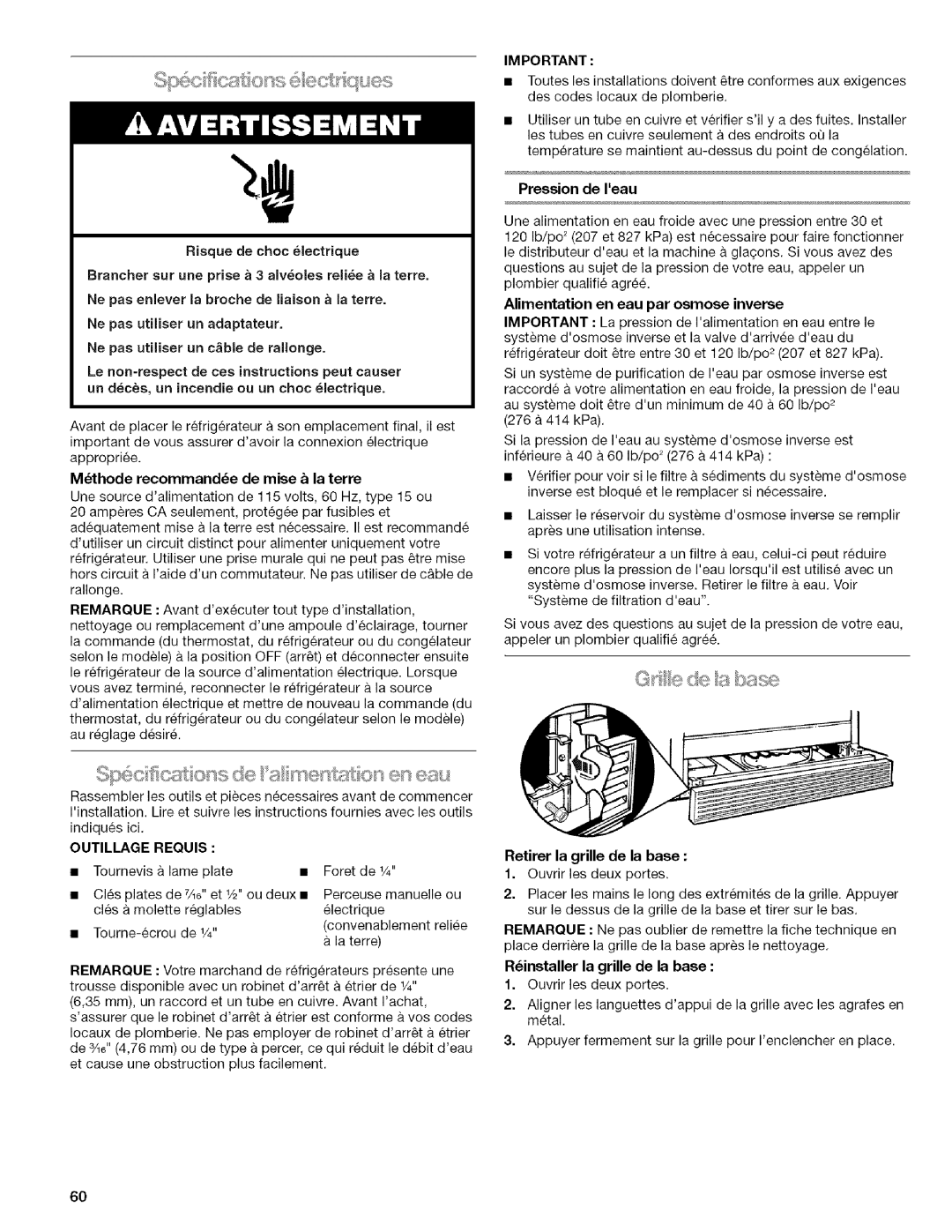 Kenmore 2318589 manual Pression de Ieau, Ne pas utiliser un adaptateur, Ne pas utiliser un c ble de ralionge, REQUlS 