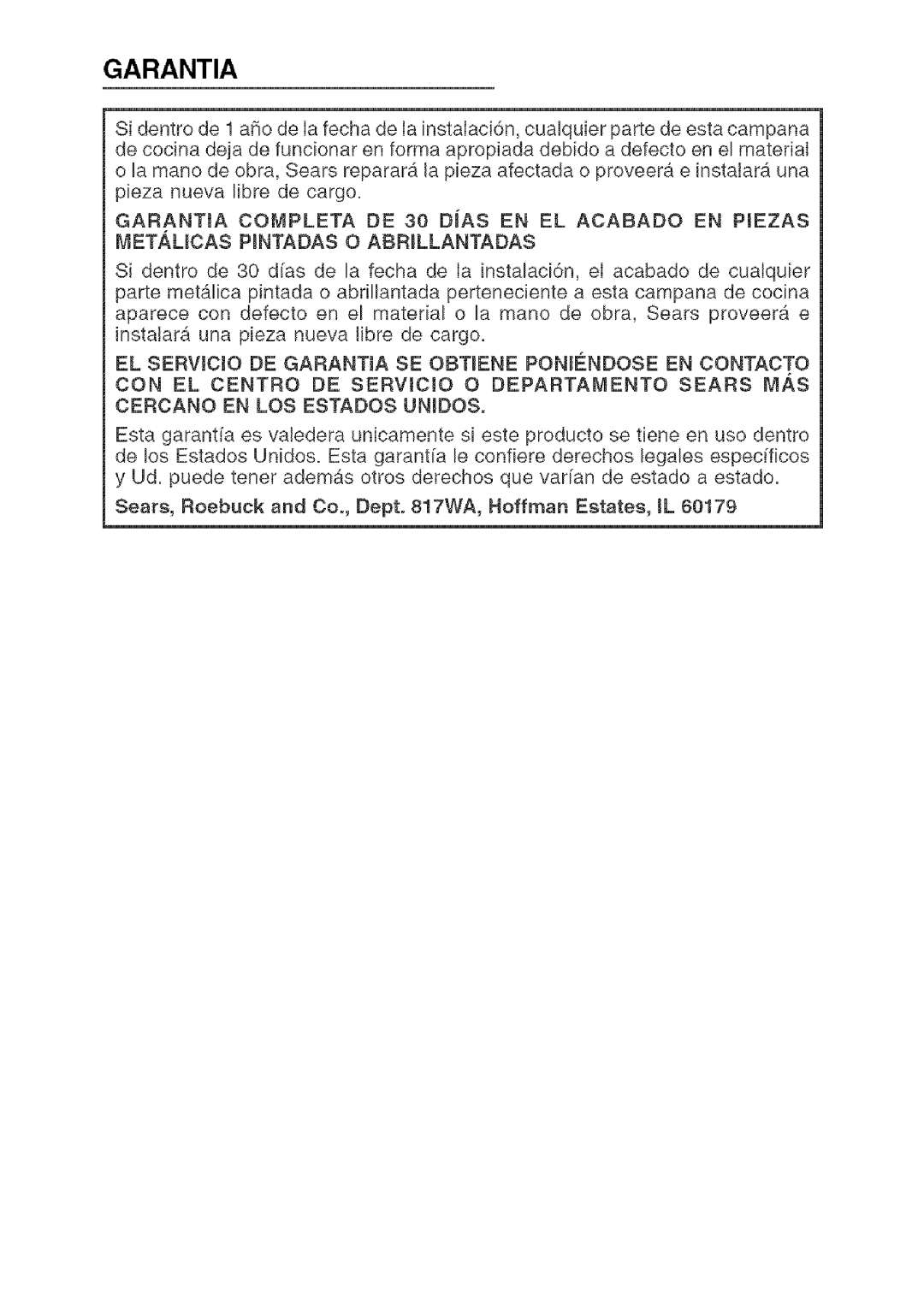 Kenmore 233.503632, 233.503032 installation manual Garantia, EL Servjcjo DE Garantja SE Obtiene Poniendose EN Contacto 