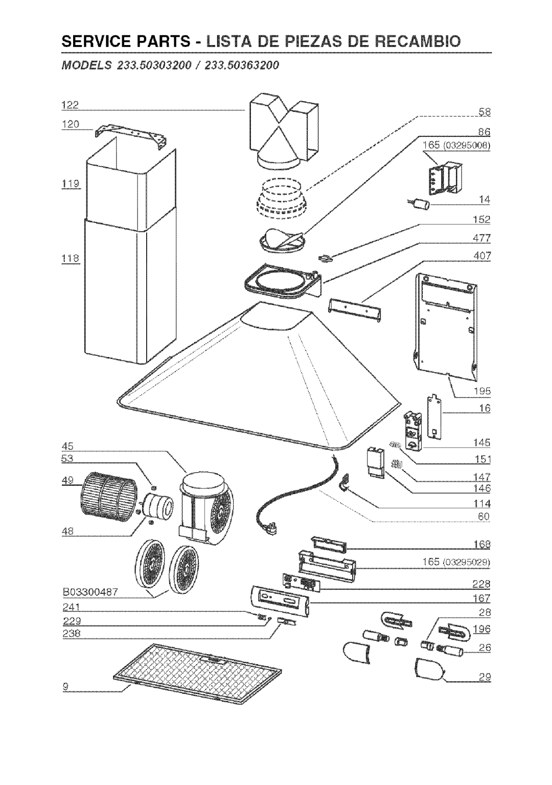 Kenmore 233.503032, 233.503632 installation manual Service Parts Usta DE Piezas DE Recambio, Lift9 