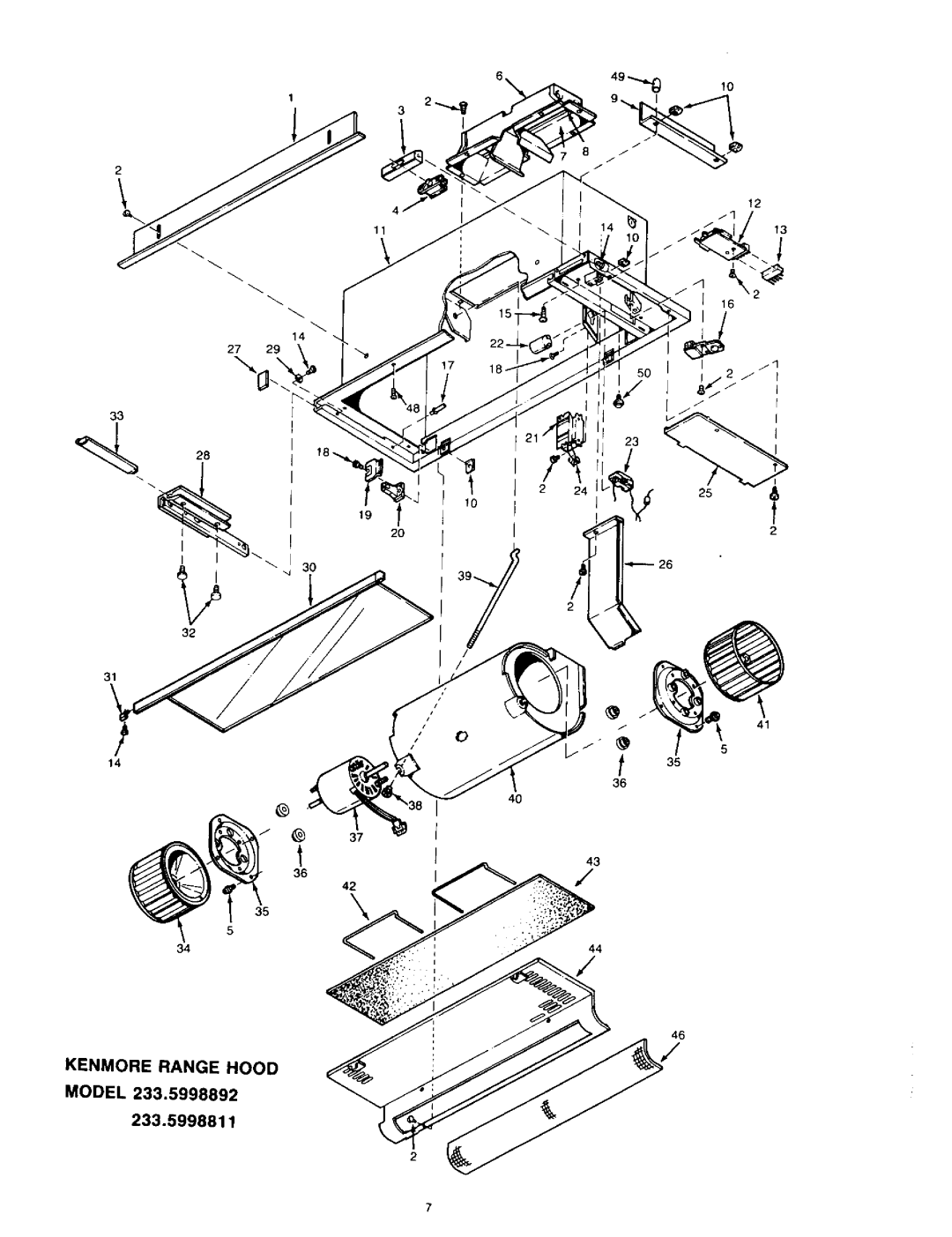 Kenmore 233.5998892, 233.5998811 owner manual Kenmore Range Hood 