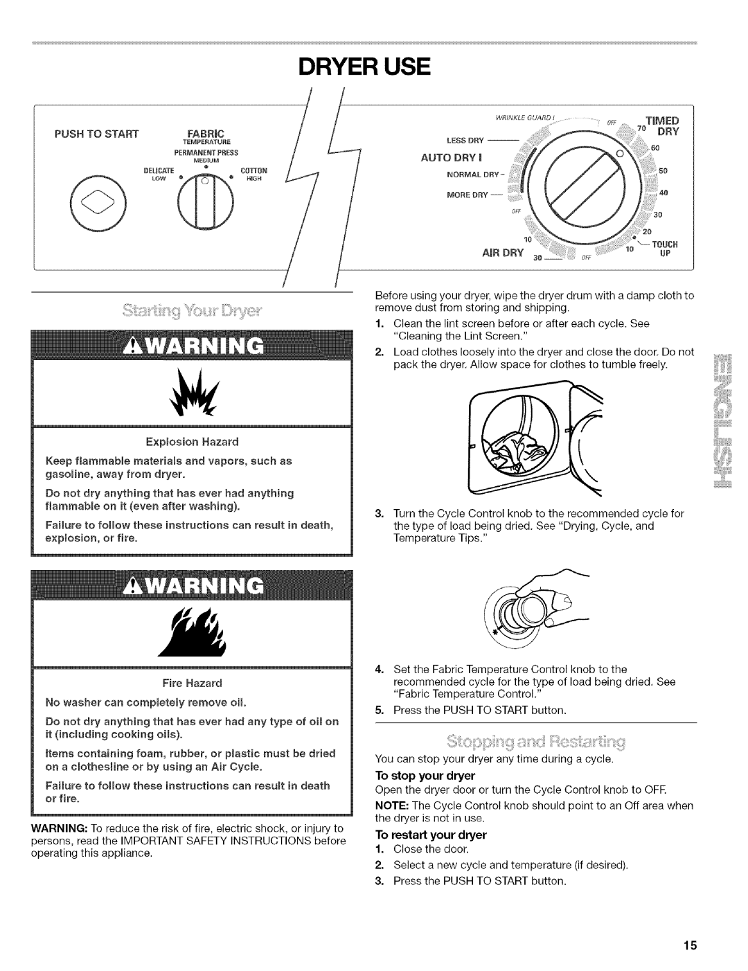 Kenmore 240-Volt Compact Electric Dryer, 110.84182 manual Dryer USE, Timed 