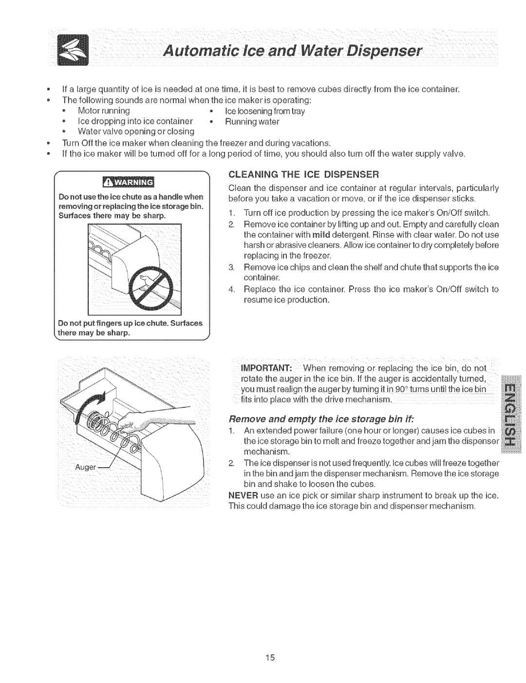 Kenmore 2535568240B, 241579602 (0410), 25354663406, 2535629340N, 2535568940B manual Remove and empty the ice storage bin ih 