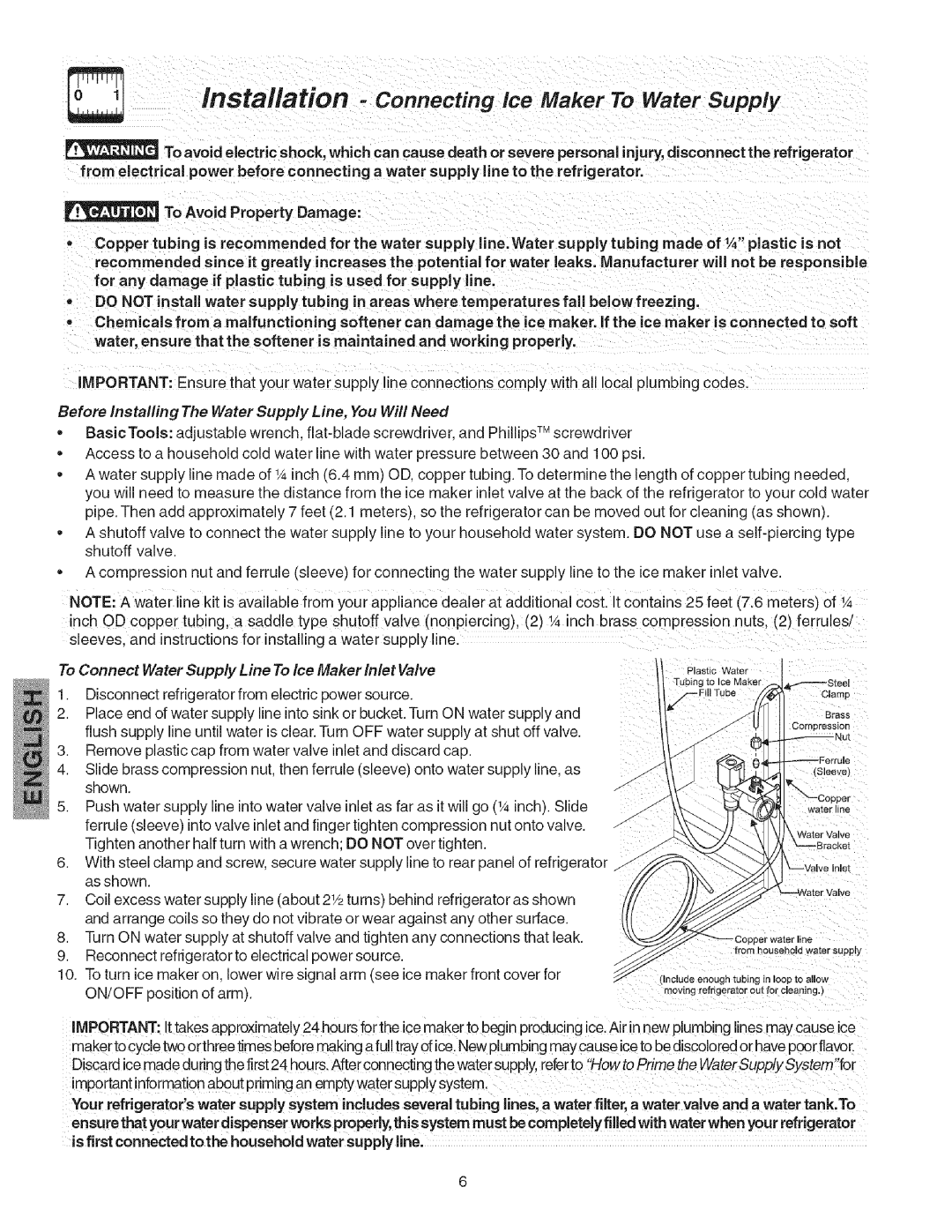 Kenmore 241858201 manual Before Installing The Water Supply Line, You Will Need 