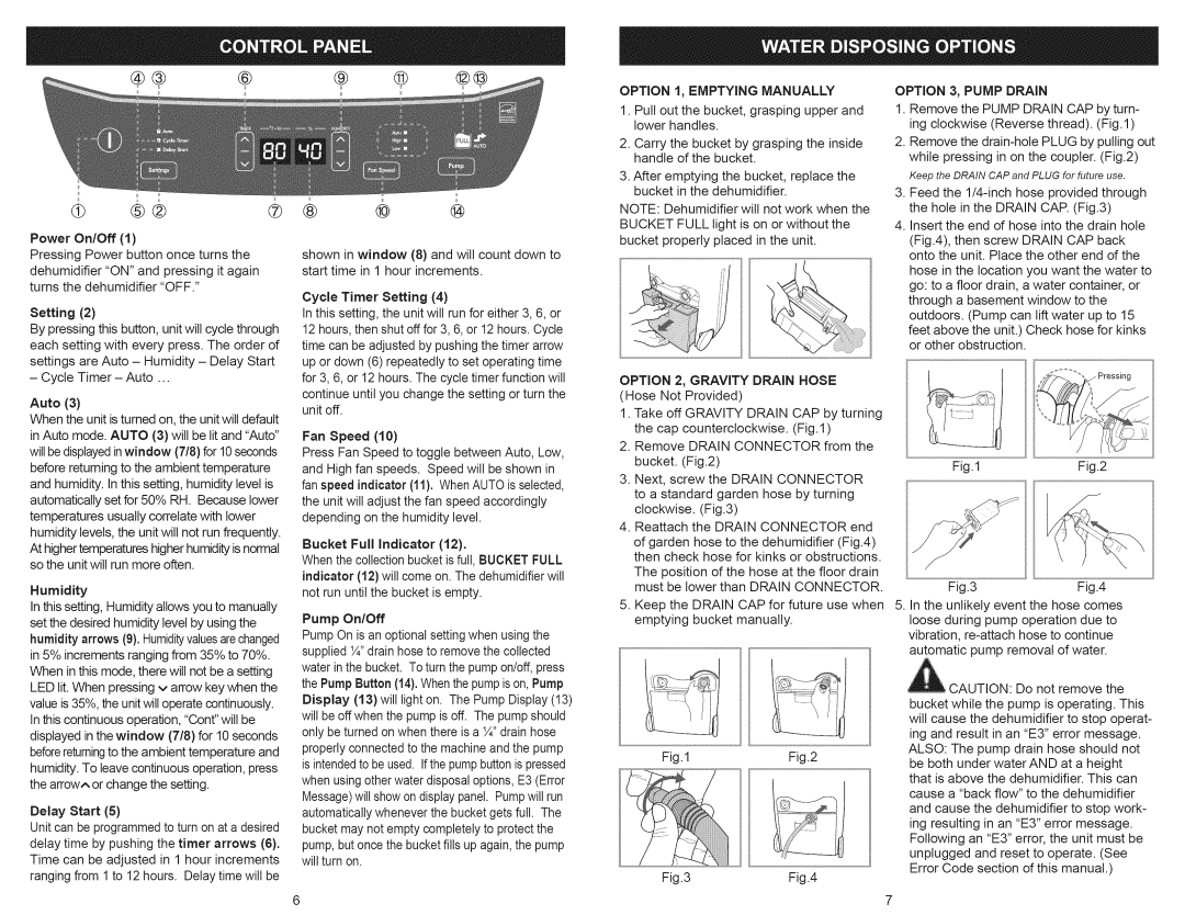 Kenmore 251.90701 manual Option 1, Emptying Manually, Option 3, Pump Drain 