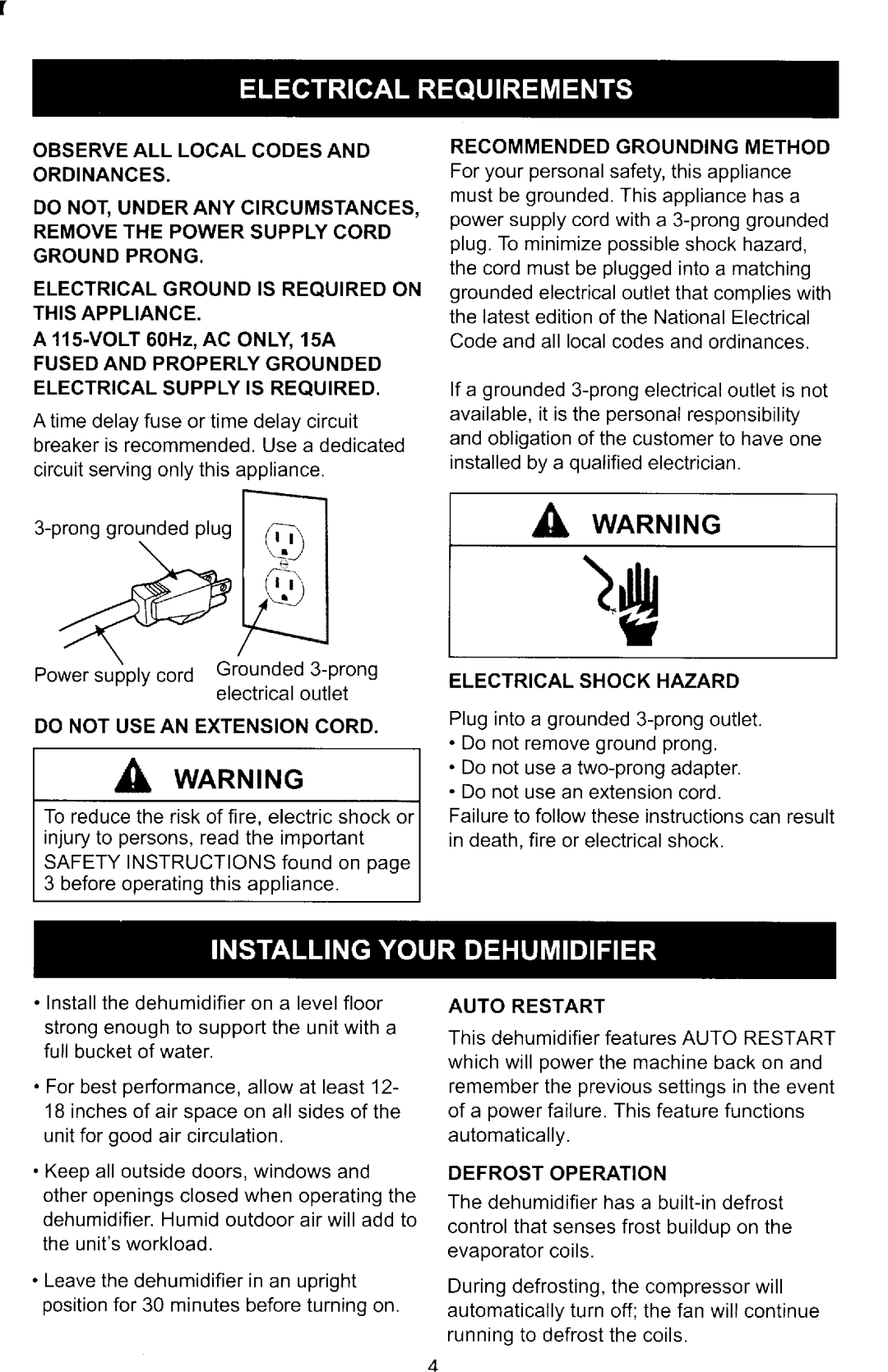 Kenmore 251.907Q1 manual A Warning 