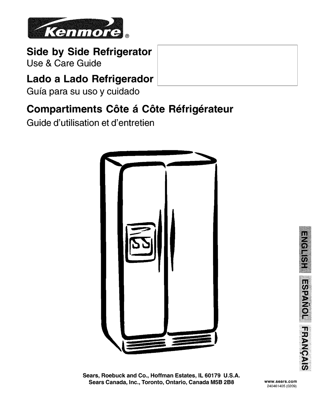 Kenmore 25351699105, 25352334202, 25352332202, 25352339202, 25352639202, 25351399106 manual Side by Side Refrigerator 