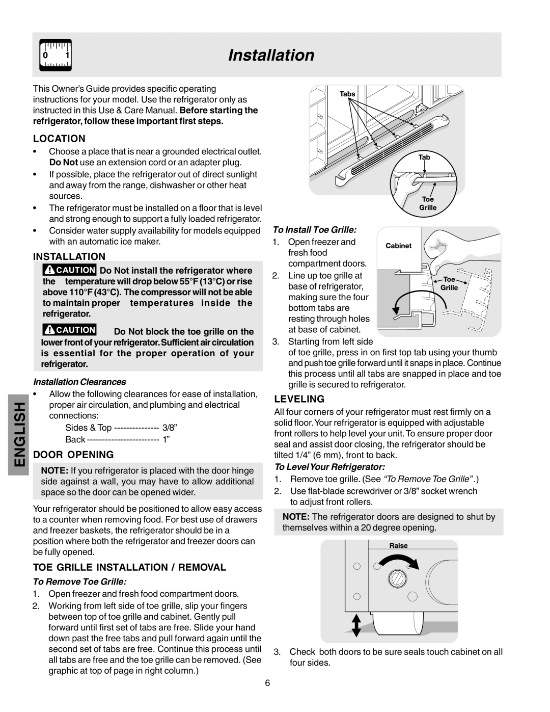 Kenmore 25360721005 manual Installation 