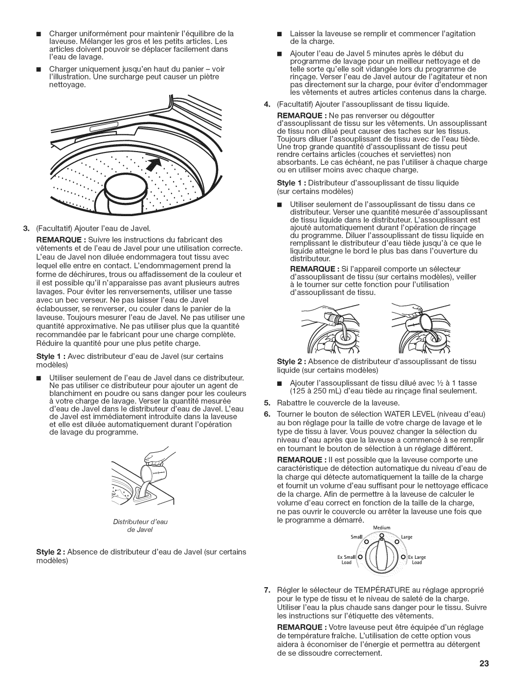 Kenmore W10026670B, 29522 manual Distributeur deau De Javel 