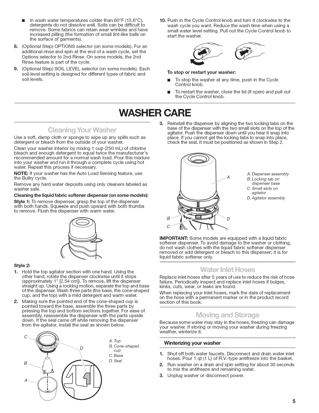 Kenmore W10026670B, 29522 manual Washer Care 