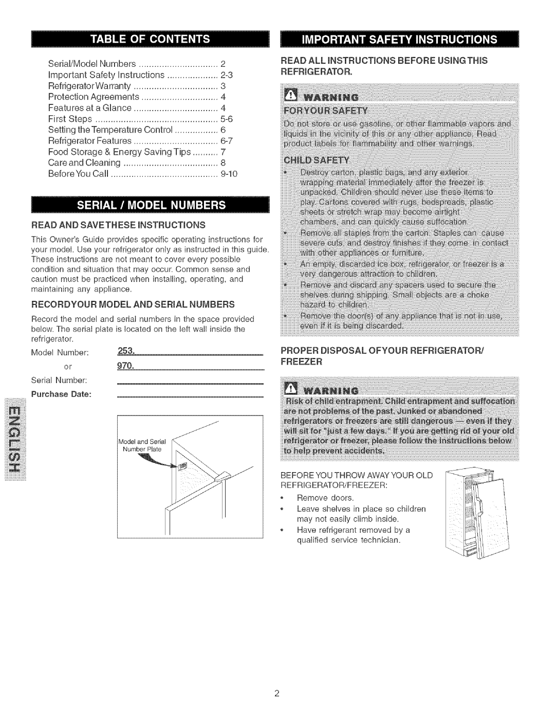 Kenmore 297055500, 44723 manual IiiiiiiiiiE,!iiii! i! i! !i, Read ALL Instructions Before Using this Refrigerator 