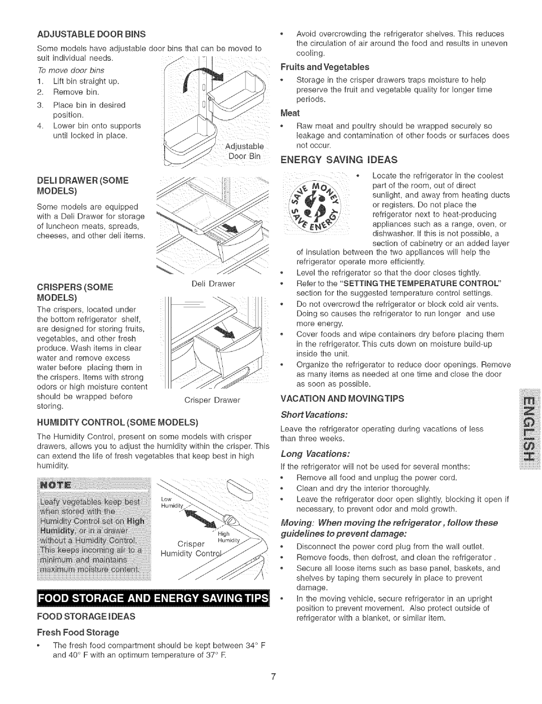 Kenmore 44723, 297055500 manual Iiiiiiiiii, Energy Saving Ideas, Food Storage Ideas 